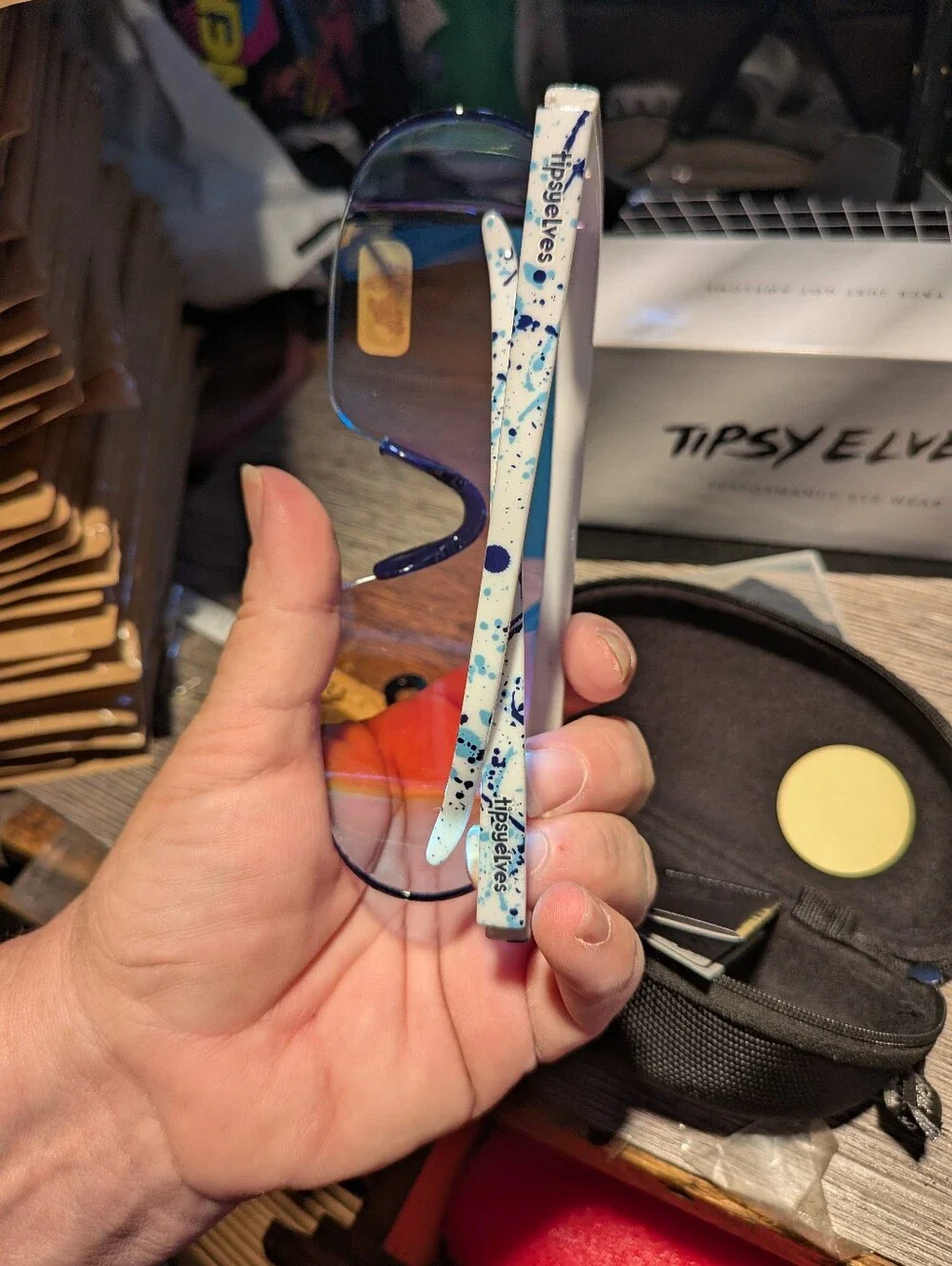 Tipsy Elves New White Paint Splatter Sunglasses With Case